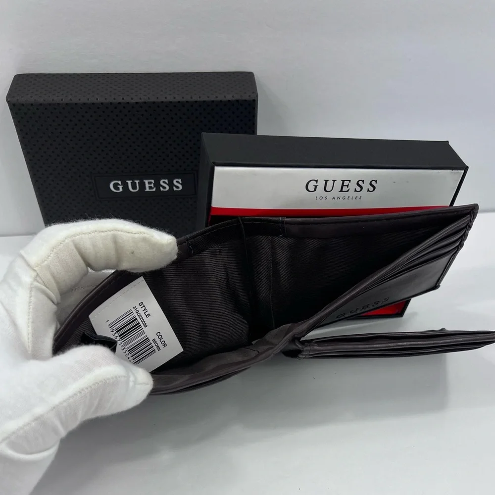 GUESS,MEN’S WALLET, BROWN, TRI FOLD, 9 CREDIT CARD HOLDER,4 HIDDEN COMPARTMENT